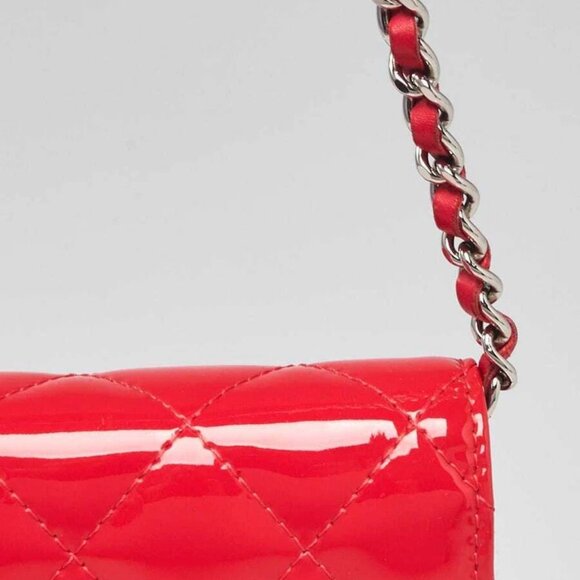 Chanel Pink Quilted Patent Leather Classic WOC Clutch Bag - Picture 6 of 12